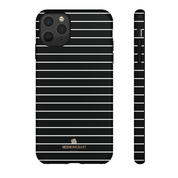 Black White Striped Tough Cases, Designer Phone Case-Made in USA-Phone Case-Printify-iPhone 11 Pro Max-Glossy-Heidi Kimura Art LLC
