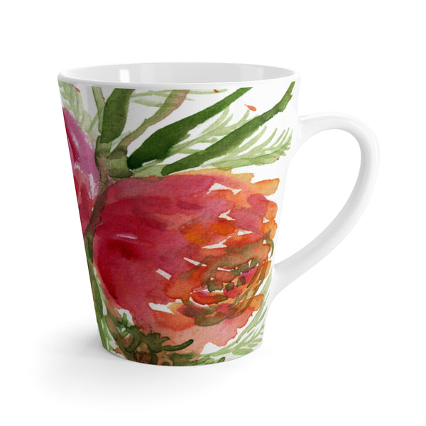 Orange Red Roses Flowers Prosperous Floral Cute 12 oz. Latte Mug - Made in USA-Mug-12oz-Heidi Kimura Art LLC