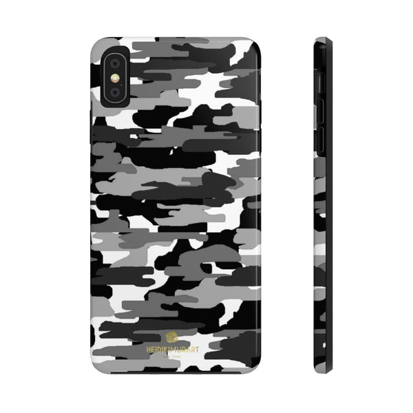 Grey Camo Print iPhone Case, Case Mate Tough Samsung Galaxy Phone Cases-Phone Case-Printify-iPhone XS MAX-Heidi Kimura Art LLC