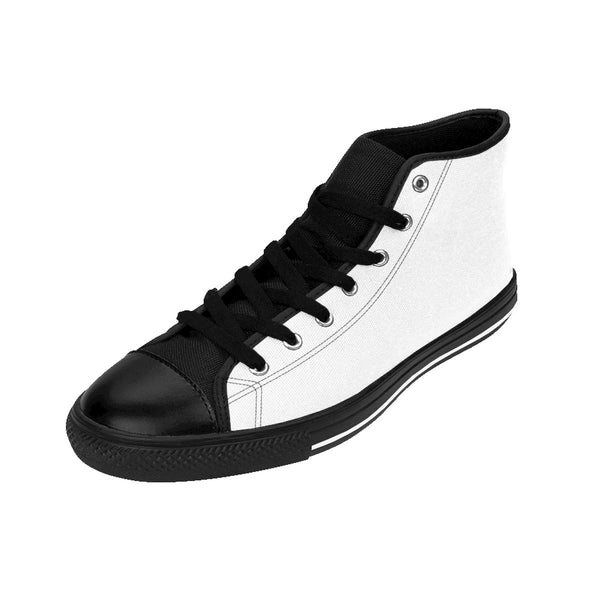 Bright White Solid Color Premium Quality Men's High-Top Sneakers Running Shoes-Men's High Top Sneakers-Heidi Kimura Art LLC