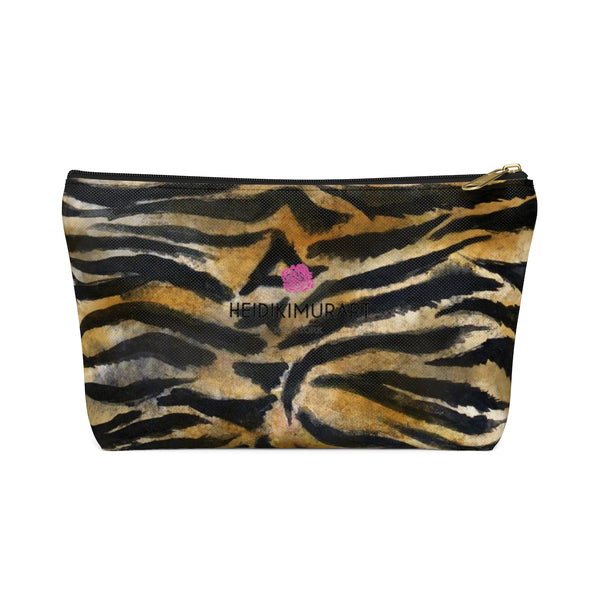 Wild Bengal Brown Tiger Stripe Animal Print Designer Small/Large Accessory Pouch-Accessory Pouch-Black-Large-Heidi Kimura Art LLC