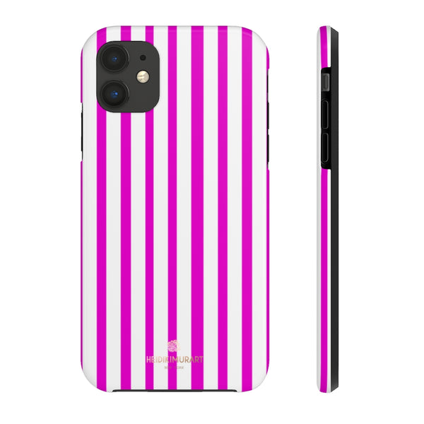 Pink Striped iPhone Case, Designer Case Mate Tough Samsung Galaxy Phone Cases-Phone Case-Printify-iPhone 11-Heidi Kimura Art LLC
