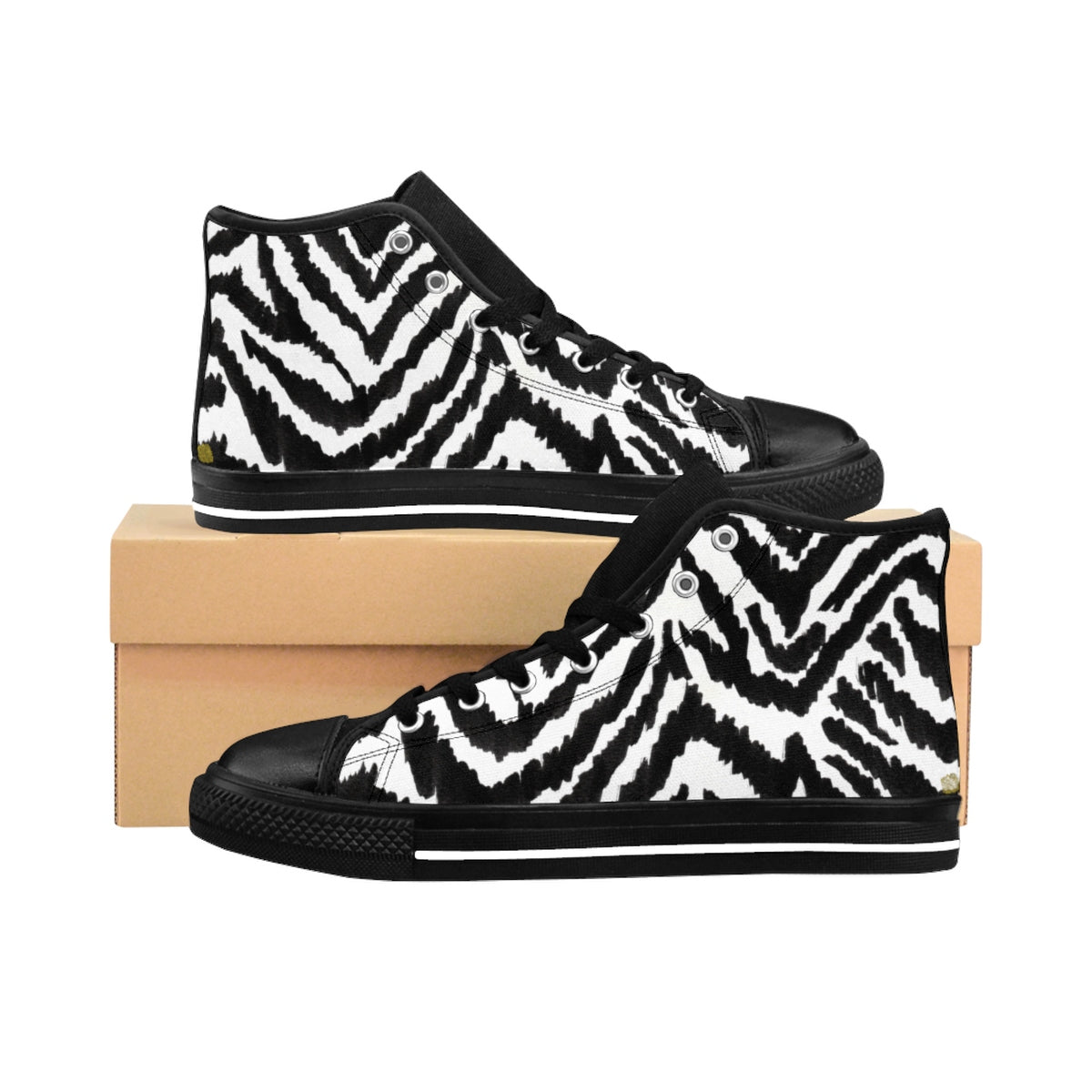 Robust White Black Zebra Animal Print Men's High-Top Sneakers Tennis Shoes-Men's High Top Sneakers-Black-US 9-Heidi Kimura Art LLC