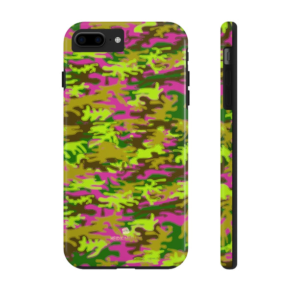 Hot Pink Green Camo iPhone Case, Case Mate Tough Samsung Galaxy Phone Cases-Phone Case-Printify-iPhone 7 Plus, iPhone 8 Plus Tough-Heidi Kimura Art LLC