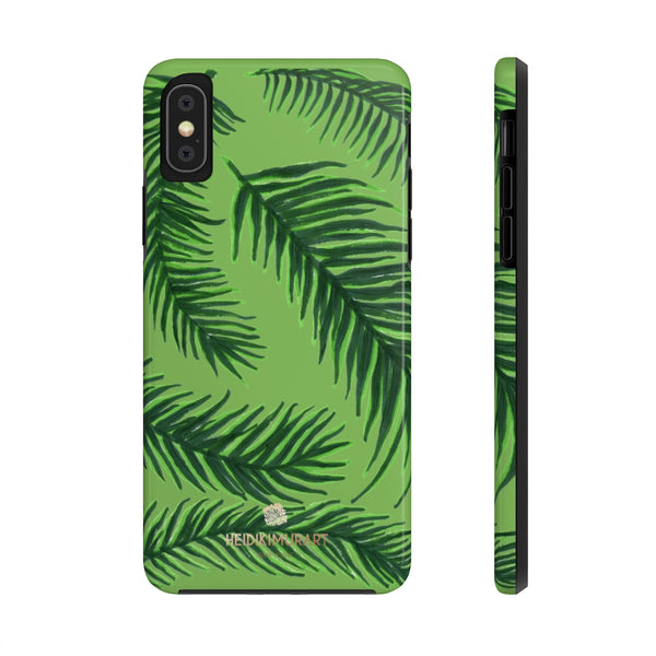 Green Tropical Print Phone Case, Palm Leaf Case Mate Tough Phone Cases-Made in USA - Heidikimurart Limited 