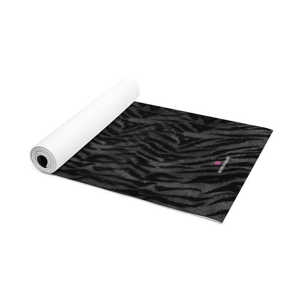 Grey Tiger Foam Yoga Mat, Tiger Stripes Animal Print Wild & Fun Stylish Lightweight 0.25" thick Best Designer Gym or Exercise Sports Athletic Yoga Mat Workout Equipment - Printed in USA (Size: 24″x72")