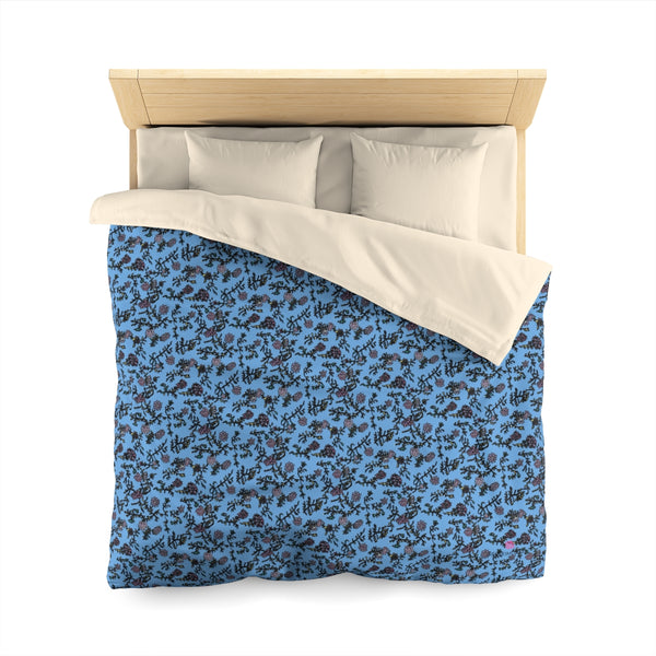 Blue Floral Microfiber Duvet Cover