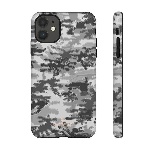 Grey Camouflage Phone Case, Army Military Print Tough Designer Phone Case -Made in USA-Phone Case-Printify-iPhone 11-Matte-Heidi Kimura Art LLC