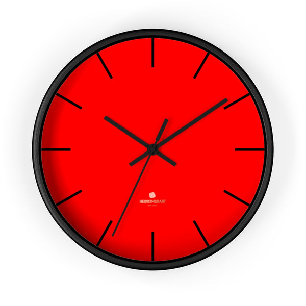 Solid Bright Red Color Plain Modern 10" Diameter Large Wall Clock- Made in USA-Wall Clock-10 in-Black-Black-Heidi Kimura Art LLC