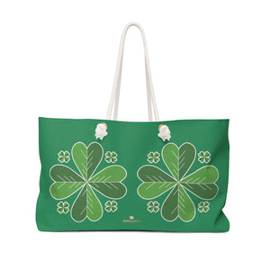 Dark Green Clover Leaf St. Patrick's Day Irish Print 24"x13"Weekender Bag- Made in USA-Weekender Bag-24x13-Heidi Kimura Art LLC