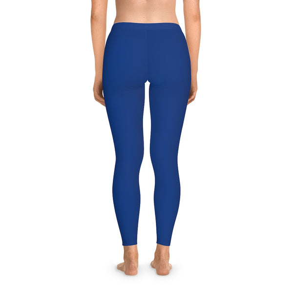 Dark Blue Solid Color Tights, Blue Solid Color Designer Comfy Women's Stretchy Leggings- Made in USA