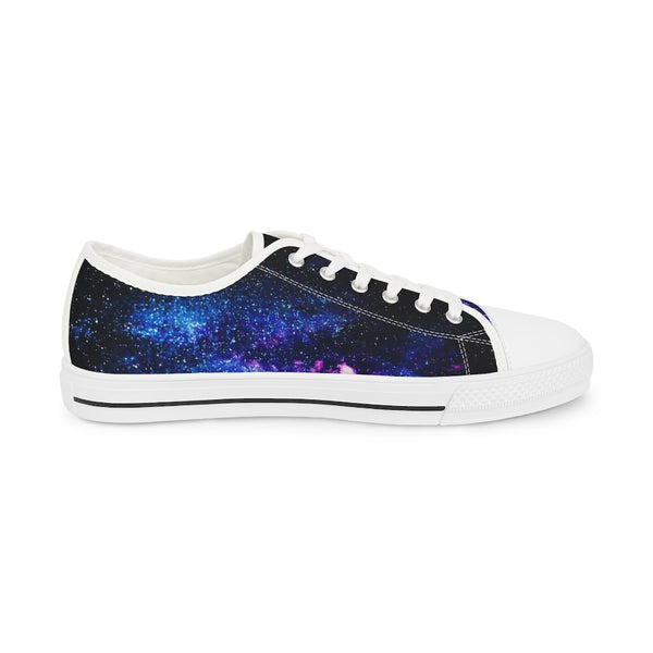 Futuristic Blue Galaxy Men's Kicks, Best Galaxy Men's Tennis Shoes, Space Print Best Breathable Designer Men's Low Top Canvas Fashion Sneakers With Durable Rubber Outsoles and Shock-Absorbing Layer and Memory Foam Insoles (US Size: 5-14)