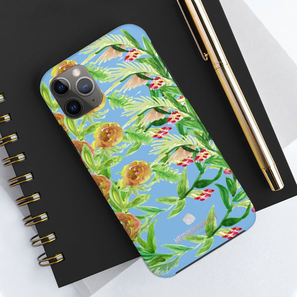 Blue Orange Floral Print Phone Case, Flower Case Mate Tough Phone Cases-Made in USA - Heidikimurart Limited 