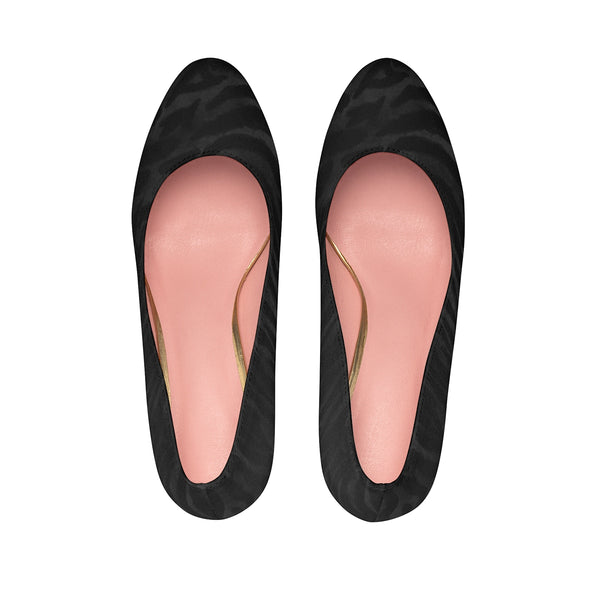 Black Tiger Striped Heels, Animal Print 4" Platform Pumps High Heels Stiletto Pumps Shoes-4 inch Heels-Heidi Kimura Art LLC