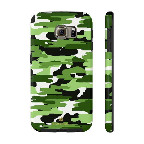 Green Camo Print iPhone Case, Case Mate Tough Samsung Galaxy Phone Cases-Phone Case-Printify-Samsung Galaxy S6 Tough-Heidi Kimura Art LLC