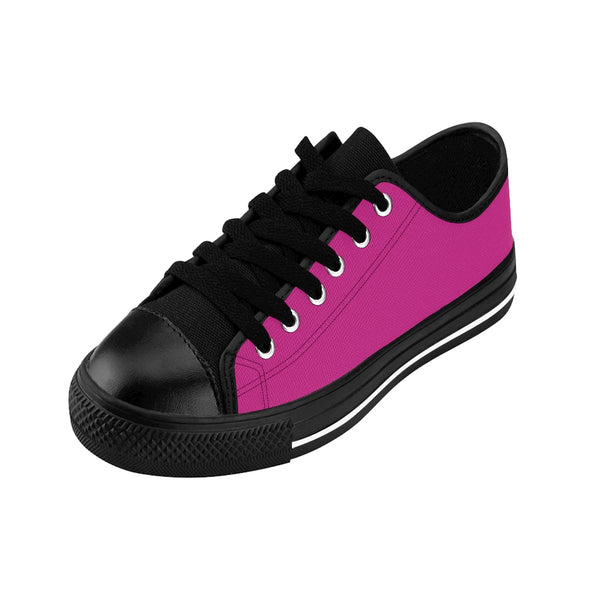 Hot Pink Color Women's Sneakers, Pink Solid Color Designer Low Top Women's Canvas Bright Best Quality Premium Fashion Casual Sneakers Tennis Running Athletic Shoes (US Size: 6-12)