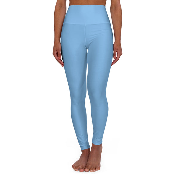 Light Blue Workout Pants, High Waisted Yoga Leggings, Solid Color Long Women Yoga Tights-All Over Prints-Printify-Heidi Kimura Art LLC