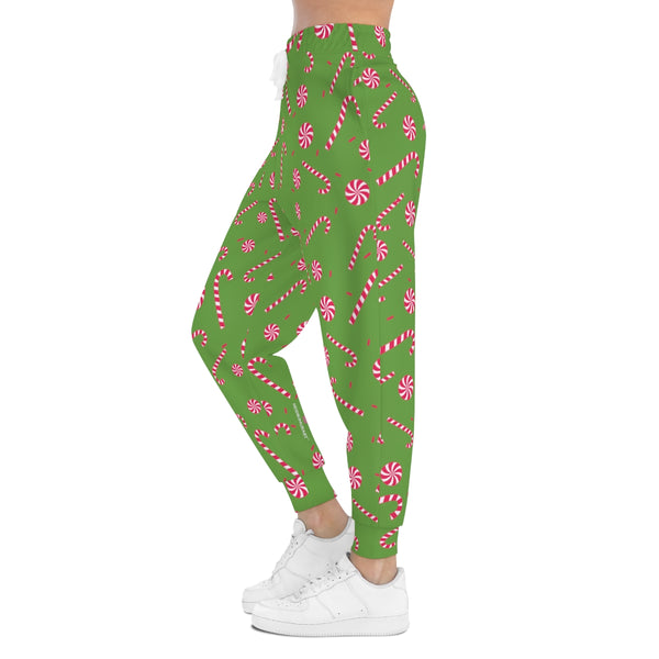 Christmas Winter Unisex Athletic Joggers, Light Green Joggers For Men or Women