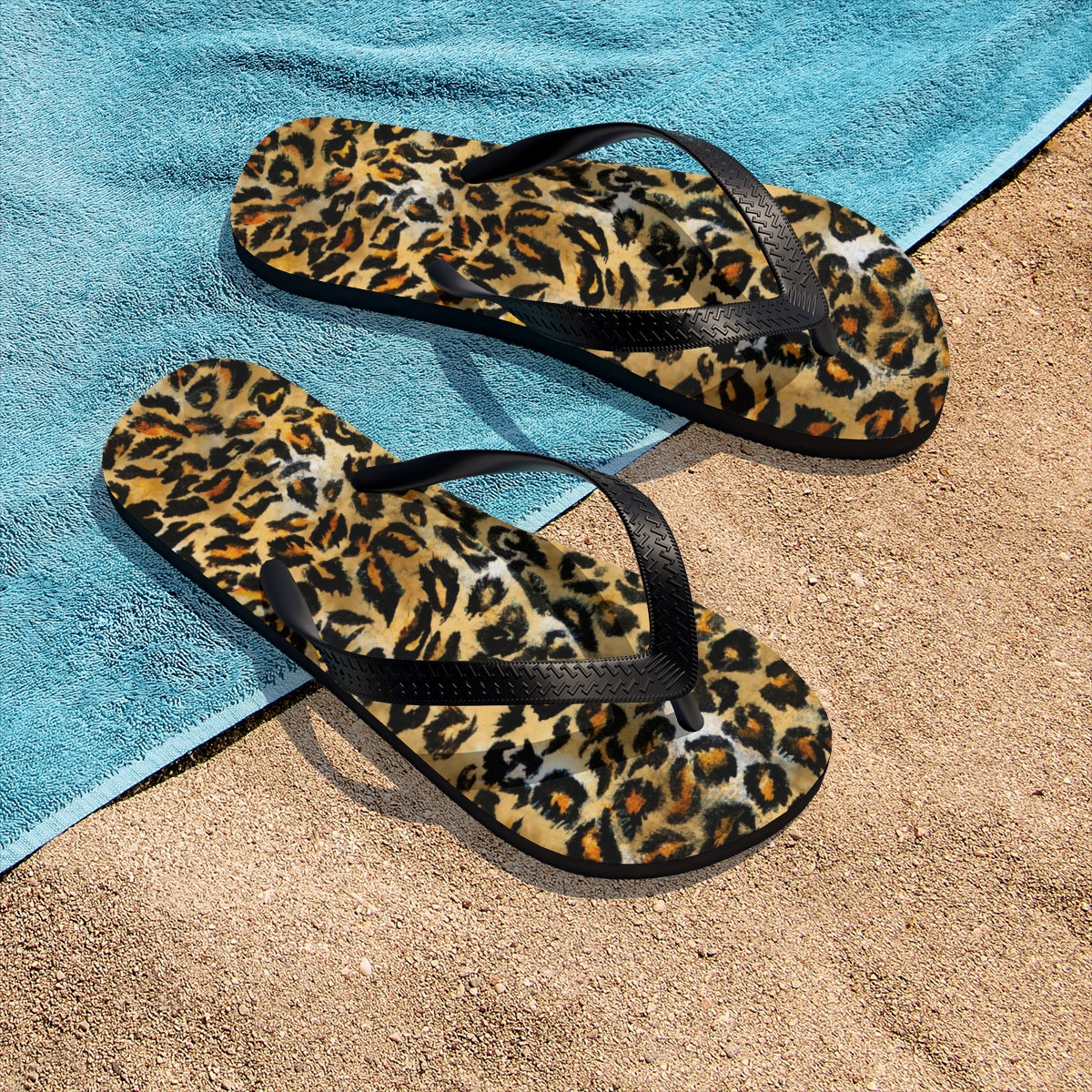 Cute Leopard Flip Flops, Wild Animal Print Designer Unisex Flip-Flops ...