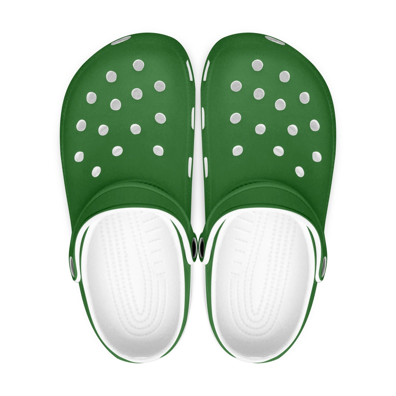 Pine Green Color Unisex Clogs, Best Solid Green Color Classic Solid Color Printed Adult's Lightweight Anti-Slip Unisex Extra Comfy Soft Breathable Supportive Clogs Flip Flop Pool Water Beach Slippers Sandals Shoes For Men or Women, Men's US Size: 3.5-12, Women's US Size: 4-12