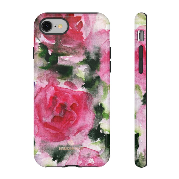 Pink Rose Floral Tough Cases, Flower Print Best Designer Phone Case-Made in USA-Phone Case-Printify-iPhone 8-Glossy-Heidi Kimura Art LLC