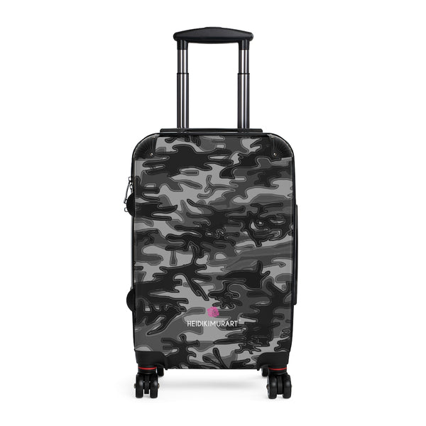 Grey Camo Cabin Suitcase, Carry On Luggage With 2 Inner Pockets & Built in TSA-approved Lock With 360° Swivel