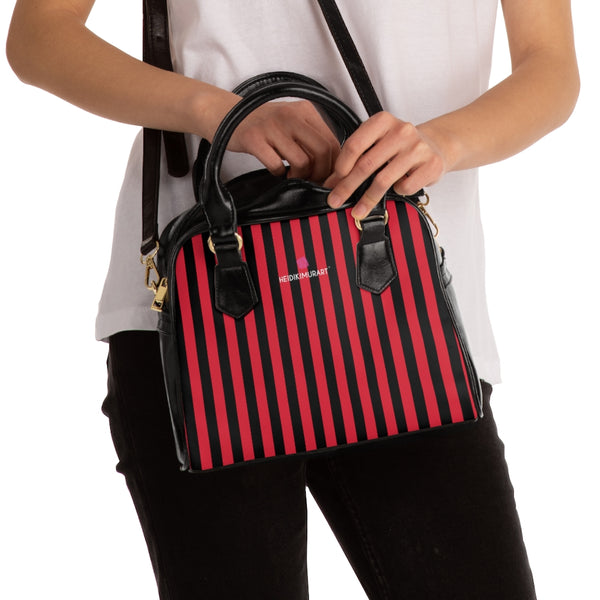 Red Black Striped Shoulder Handbag