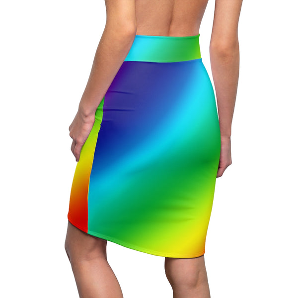 Rainbow Colorful Women's Pencil Skirt - Heidikimurart Limited 