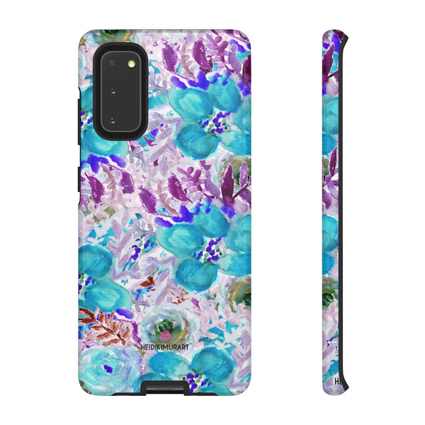 Blue Floral Designer Tough Cases, Purple Flower Best iPhone Samsung Phone Case-Made in USA - Heidikimurart Limited 