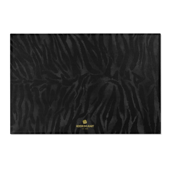 Black Tiger Stripe Animal Print Designer 24x36, 36x60, 48x72 inches Area Rugs - Printed in USA-Area Rug-36" x 24"-Heidi Kimura Art LLC Black Tiger Stripe Carpet, Black Tiger Stripe Animal Print Designer 24x36, 36x60, 48x72 inches Machine Washable Area Rugs/ Carpet-Printed in the USA