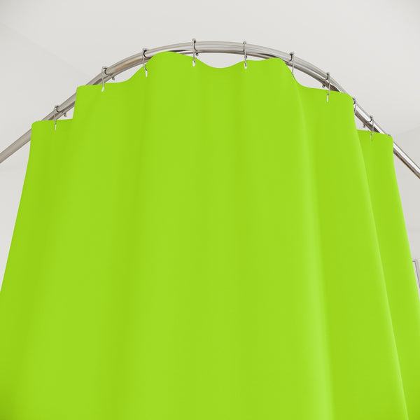 Bright Green Polyester Shower Curtain, Modern Minimalist Solid Color Print 71" × 74" Modern Kids or Adults Colorful Best Premium Quality American Style One-Sided Luxury Durable Stylish Unique Interior Bathroom Shower Curtains - Printed in USA