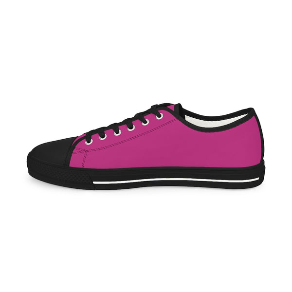 Hot Pink Solid Men's Sneakers, Solid Hot Pink Color Modern Minimalist Best Breathable Designer Men's Low Top Canvas Fashion Sneakers With Durable Rubber Outsoles and Shock-Absorbing Layer and Memory Foam Insoles (US Size: 5-14)