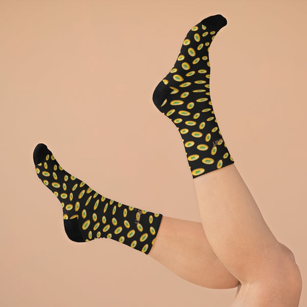 Black St. Patrick's Day Socks, Gold Coins Print Lucky Premium Unisex Socks- Made in USA-Socks-One size-Heidi Kimura Art LLC