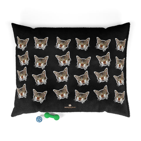 Black Cat Pet Bed, Solid Color Machine-Washable Pet Pillow With Zippers-Printed in USA-Pets-Printify-50x40-Heidi Kimura Art LLC