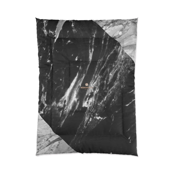 Gray Black White Marble Print Comforter For King/Queen/Full/Twin Bed - Made in USA-Comforter-68x92 (Full Size)-Heidi Kimura Art LLC
