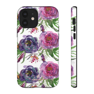 Pink Floral Print Phone Case, Roses Tough Designer Phone Case -Made in USA-Phone Case-Printify-iPhone 12-Glossy-Heidi Kimura Art LLC