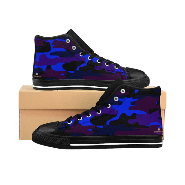 Purple Camo Women's Sneakers, Army Print Designer High-top Sneakers Tennis Shoes-Shoes-Printify-Heidi Kimura Art LLCPurple Camo Women's Sneakers, Army Military Camouflage Print 5" Calf Height Women's High-Top Sneakers Running Canvas Shoes (US Size: 6-12)