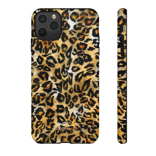 Brown Leopard Tough Cases, Animal Print Best Designer Phone Case-Made in USA-Phone Case-Printify-iPhone 11 Pro Max-Glossy-Heidi Kimura Art LLC