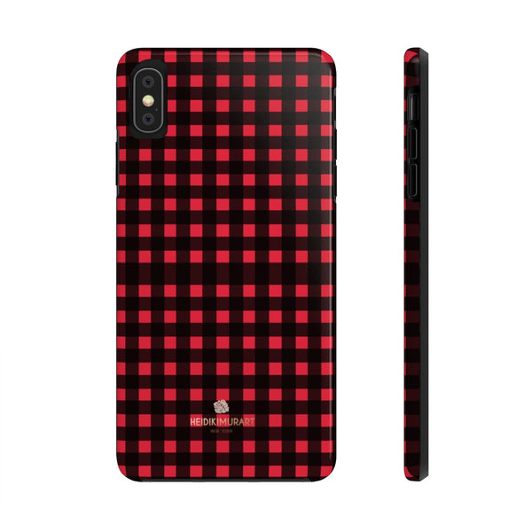 Buffalo Red Plaid Phone Case, Flannel Print Case Mate Tough Phone Cases-Made in USA - Heidikimurart Limited 