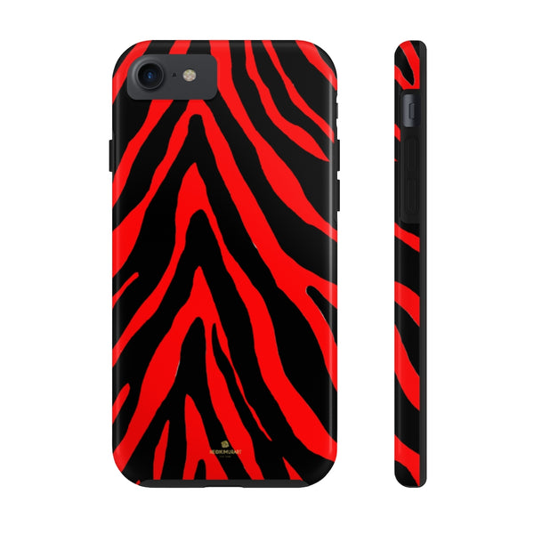 Red Zebra Stripe iPhone Case, Case Mate Tough Samsung Galaxy Phone Cases-Phone Case-Printify-iPhone 7, iPhone 8 Tough-Heidi Kimura Art LLC
