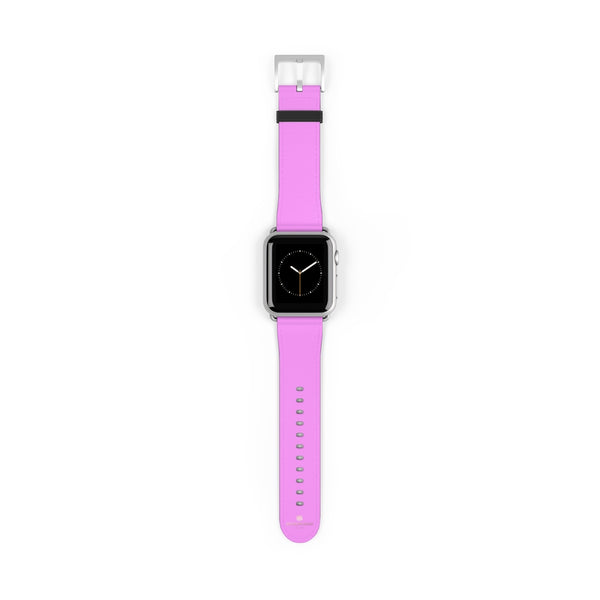 Pink Solid Color Print 38mm/42mm Watch Band Strap For Apple Watches- Made in USA-Watch Band-38 mm-Silver Matte-Heidi Kimura Art LLC