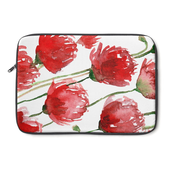 Red Poppy Flower Floral Print 12', 13", 14" Laptop Sleeve - Designed + Made in the USA-Laptop Sleeve-12"-Heidi Kimura Art LLC