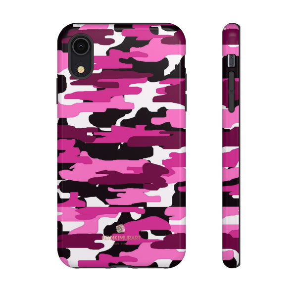 Pink Camouflage Print Phone Case, Tough Designer Phone Case -Made in USA-Phone Case-Printify-iPhone XR-Glossy-Heidi Kimura Art LLC