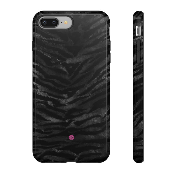Grey Tiger Striped Phone Case, Animal Print Tiger Stripes iPhone Samsung Case-Made in USA - Heidikimurart Limited 