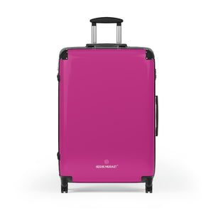 Hot Pink Solid Color Suitcases, Modern Simple Minimalist Designer Suitcase Luggage (Small, Medium, Large) Unique Cute Spacious Versatile and Lightweight Carry-On or Checked In Suitcase, Best Personal Superior Designer Adult's Travel Bag Custom Luggage - Gift For Him or Her - Made in USA/ UK