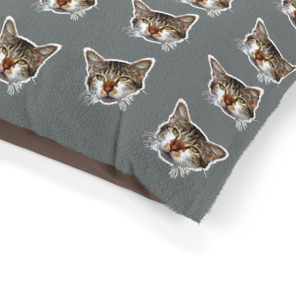 Dark Grey Cat Pet Bed, Solid Color Machine-Washable Pet Pillow With Zippers-Printed in USA-Pets-Printify-Heidi Kimura Art LLC