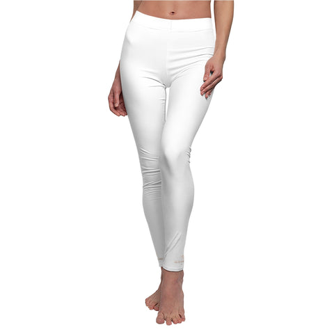 White Solid Color Print Women's Dressy Long Casual Leggings- Made in USA-All Over Prints-White Seams-M-Heidi Kimura Art LLC White Solid Ladies' Tights, White Ladies' Tights, White Solid Colorful Casual Tights, White Fancy Fashion Tights, Modern Minimalist Solid Color Women's Casual Leggings - Made in USA (US Size: XS-2XL)