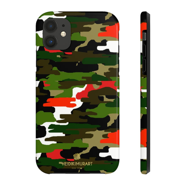 Red Green Camo iPhone Case, Classic Army Camouflage Case Mate Tough Phone Cases-Phone Case-Printify-iPhone 11-Heidi Kimura Art LLC