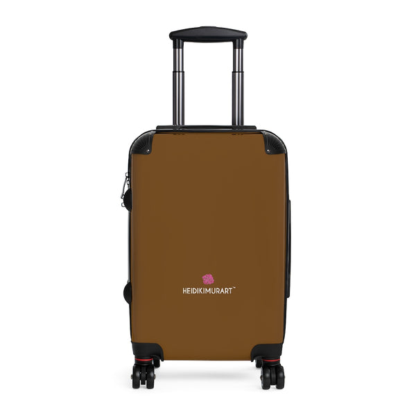 Dark Brown Color Cabin Suitcase, Carry On Polycarbonate Front and Hard-Shell Durable Small 1-Size Carry-on Luggage With 2 Inner Pockets & Built in Lock With 4 Wheel 360° Swivel and Adjustable Telescopic Handle - Made in USA/UK (Size: 13.3" x 22.4" x 9.05", Weight: 7.5 lb) Unique Cute Carry-On Best Personal Travel Bag Custom Luggage - Gift For Him or Her 