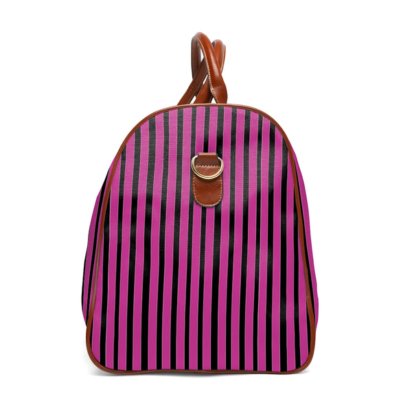 Pink Stripes Waterproof Travel Bag